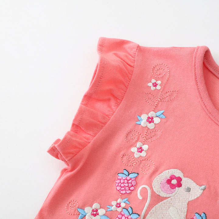 Mädchen Baumwollkleid mit verspieltem Tiermotiv Drune