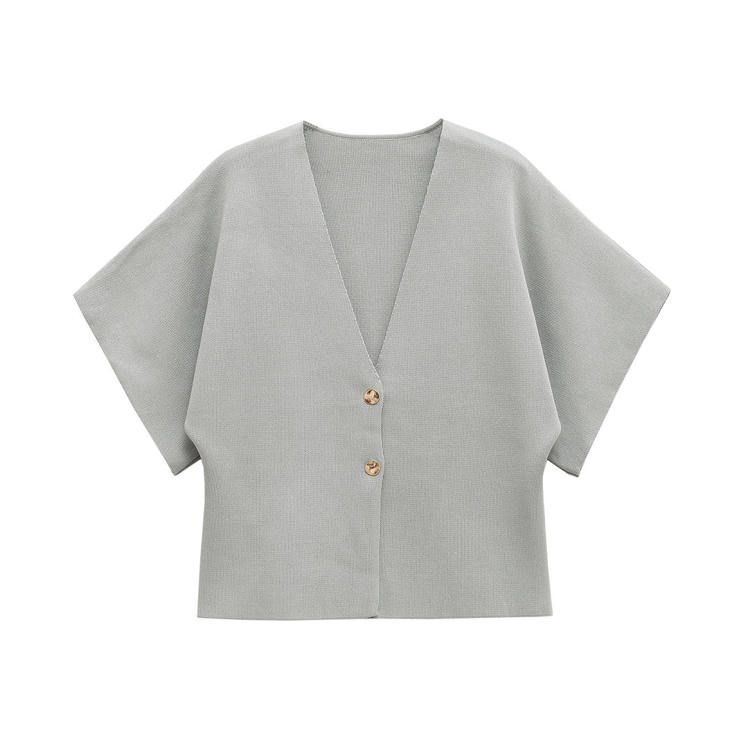 Damen leichte Strickjacke mit elegantem V-Ausschnitt und luxuriösen Knopfdetails Drune