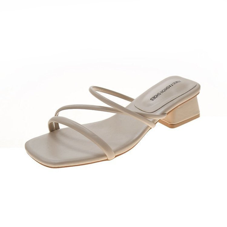 Damen elegante Riemchen-Sandaletten mit quadratischem Absatz Drune