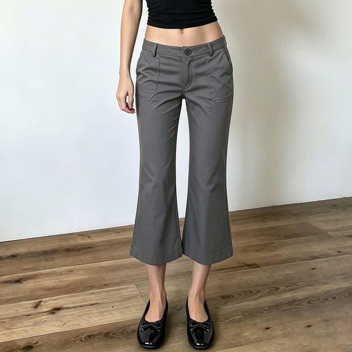 Damen Verkürzte ausgestellte Stretch-Hose mit aufgesetzten Taschen Drune