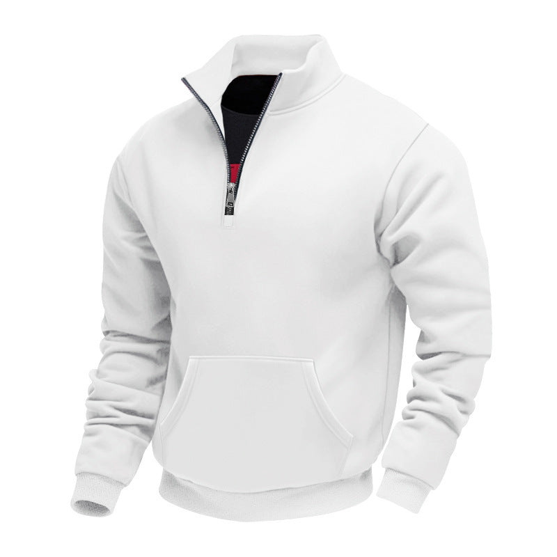 Herren Halbzip-Sweatshirt mit Stehkragen, Kängurutasche und Rippbündchen Drune