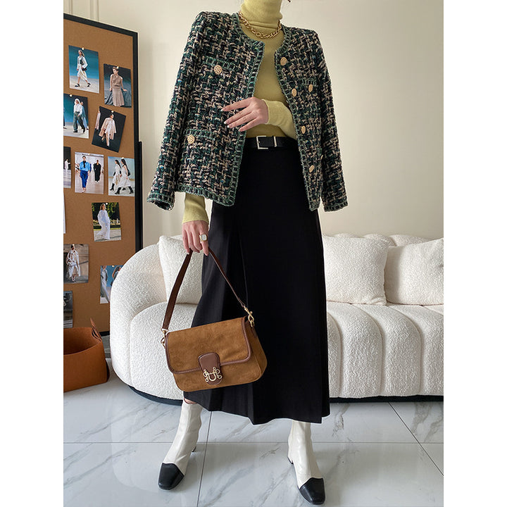 Damen Elegante Bouclé-Jacke mit dekorativen Knöpfen Drune