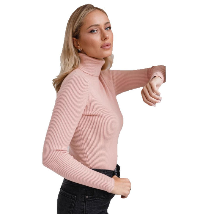 Damen Figurbetonter Rippstrick-Rollkragenpullover Drune