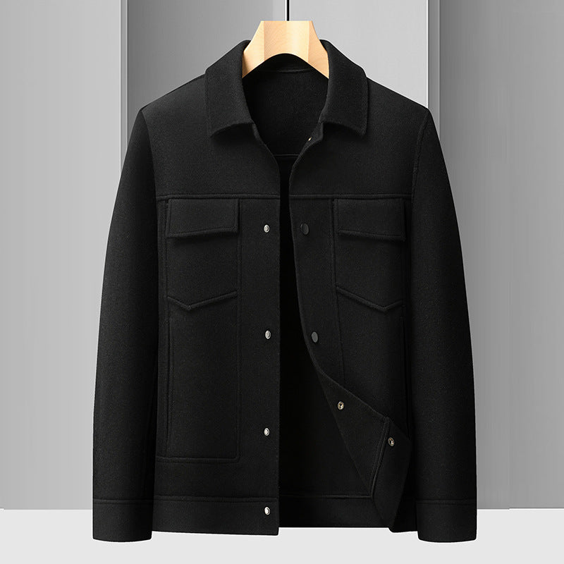 Herren Wollfilz-Truckerjacke mit Pattentaschen und Druckknopfverschluss Drune