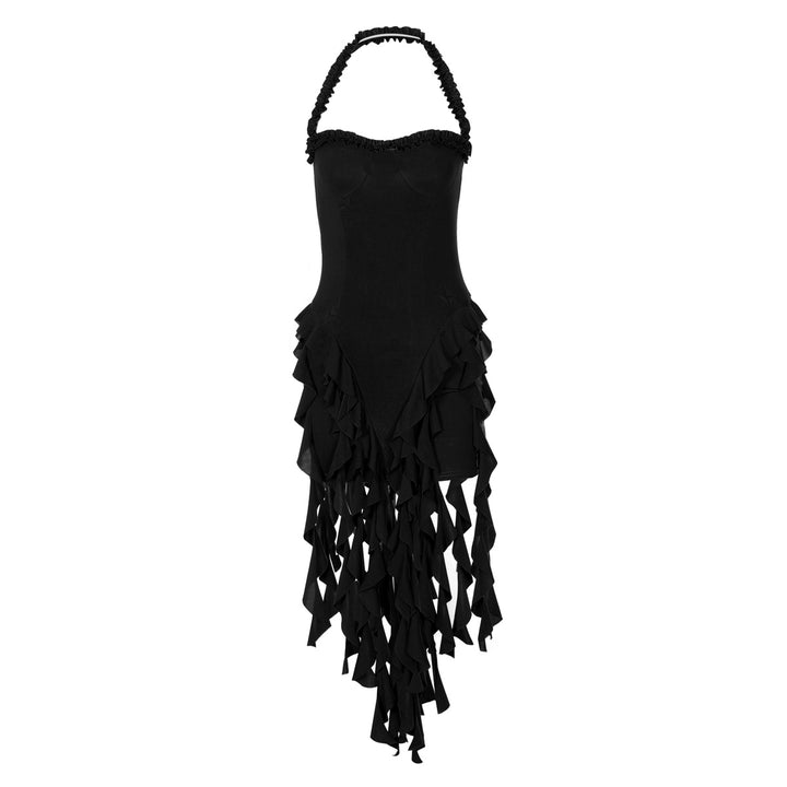 Damen Rüschenkleid mit tiefem Ausschnitt Drune
