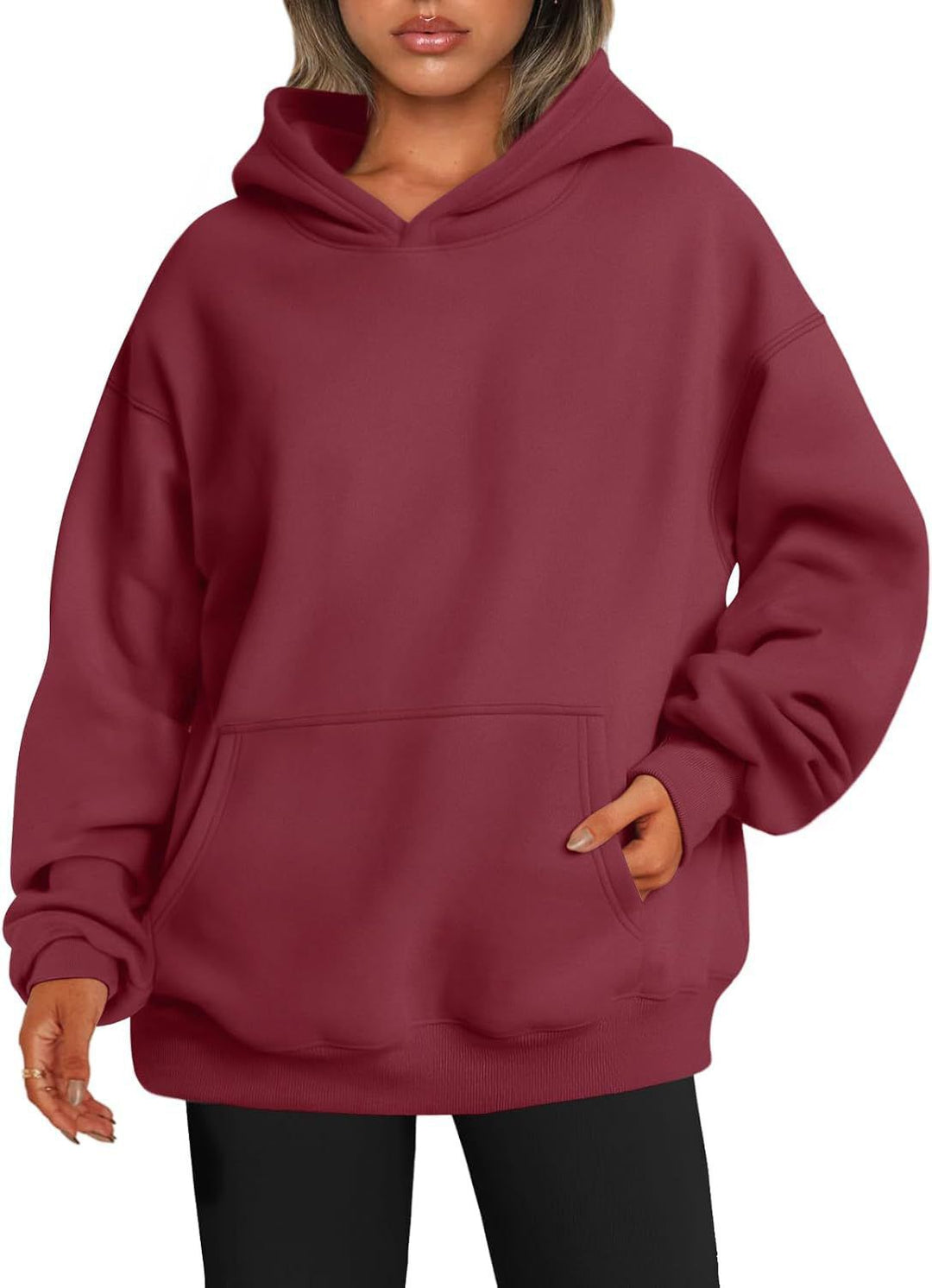 Damen nan oversized Kapuzenpullover mit verlängerter Silhouette und Kängurutasche Drune