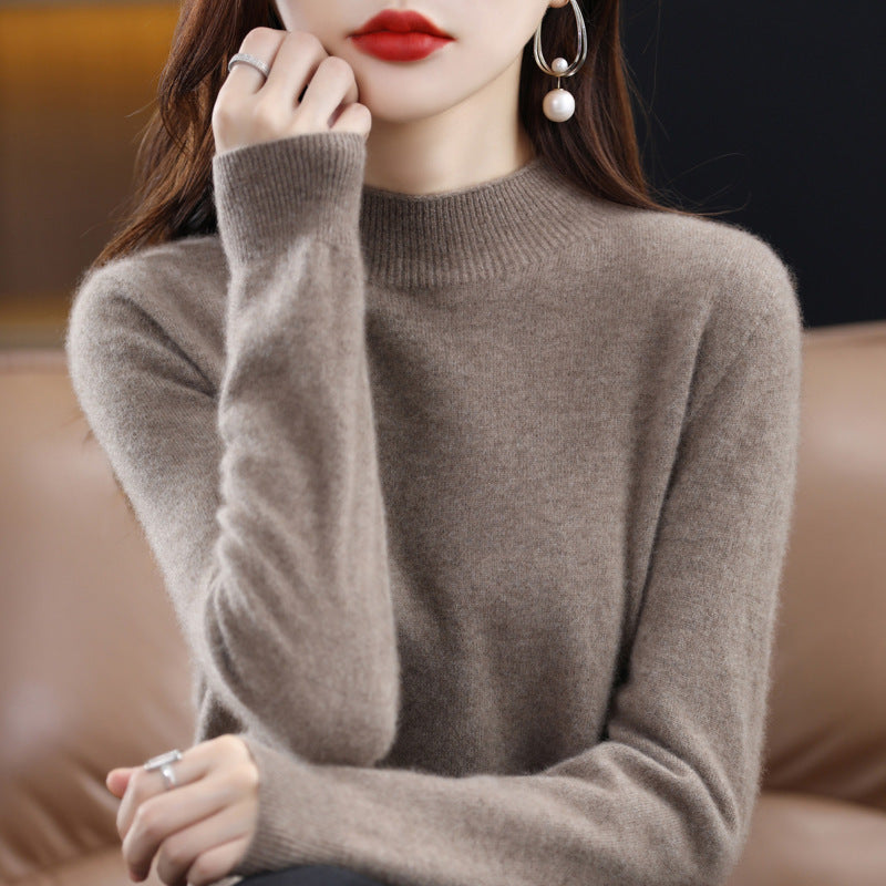 Damen Schlanker Feinstrick-Mockneckpullover mit extrafeinem Flauschfinish und verlängerten Bündchen Drune