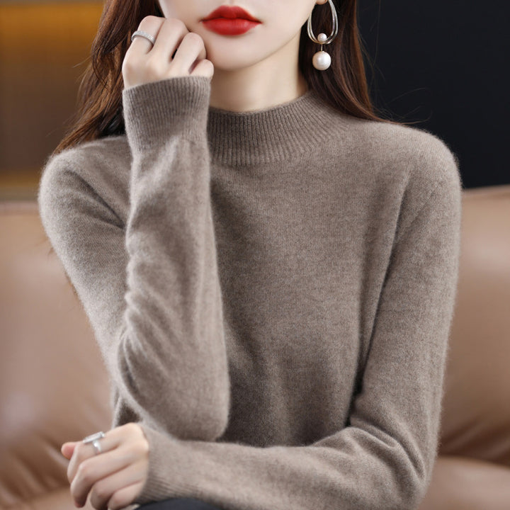 Damen Schlanker Feinstrick-Mockneckpullover mit extrafeinem Flauschfinish und verlängerten Bündchen Drune