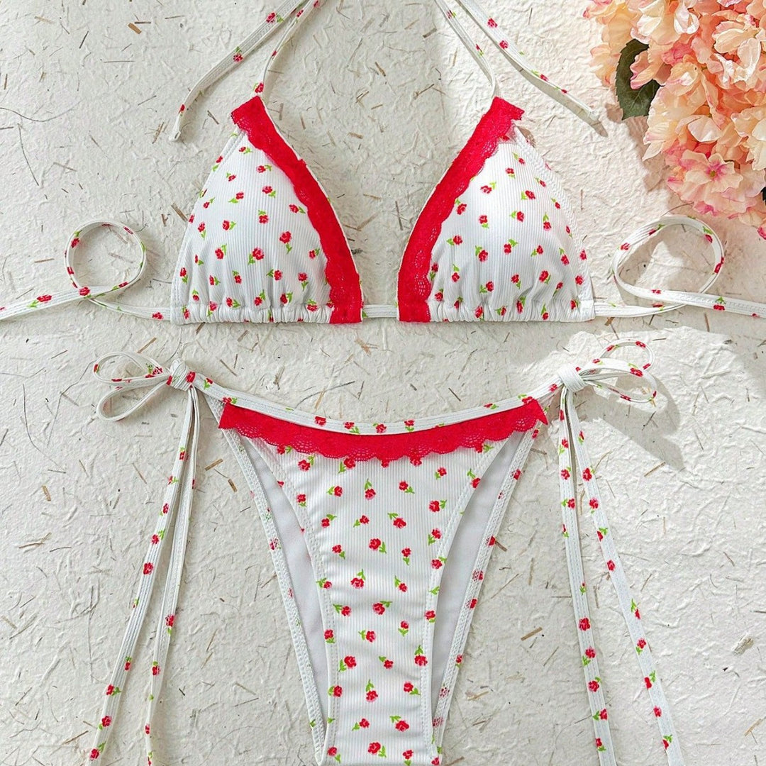Damen Triangel-Bikini mit verspieltem Erdbeer-Muster Drune