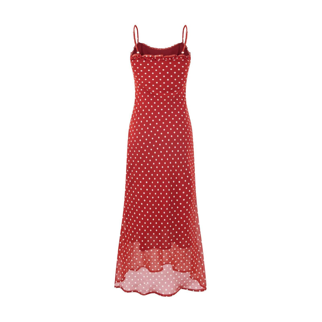 Damen Maxikleid mit verspieltem Punktedesign und feinen Rüschen Drune