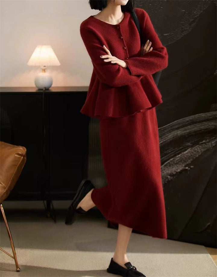 Damen schickes Zweiteiliges Strickensemble mit weich fließendem Design Drune