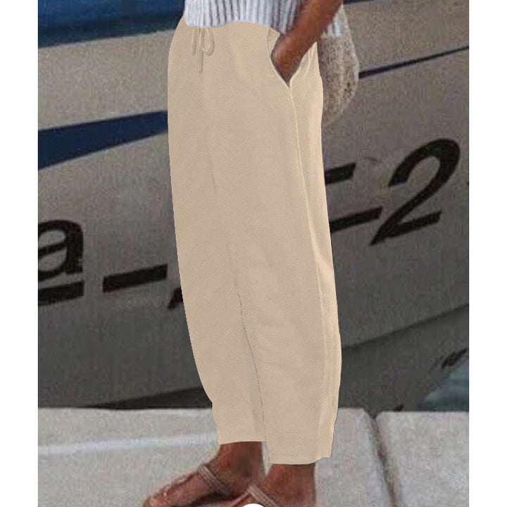 Damen Ankle Harem Hose mit Kordelzug, Seitentaschen und elastischem Knöchelbund Drune