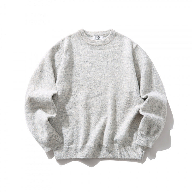 Unisex Oversize-Feinstrickpullover mit Rundhalsausschnitt, gerippten Bündchen und melierter Wollmischung Drune