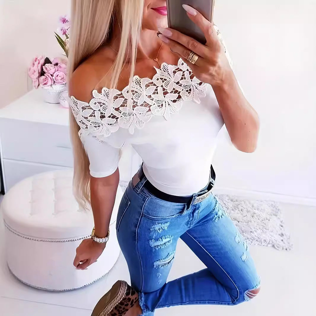 Damen Eleganter Body mit Spitzendetails Drune