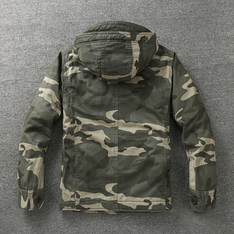 Herren Gefütterte Fieldjacke mit Kapuze und wattierter Stepp-Innenverarbeitung Drune