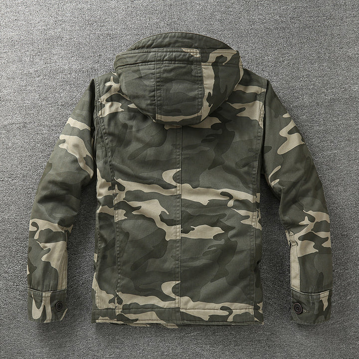 Herren Gefütterte Fieldjacke mit Kapuze und wattierter Stepp-Innenverarbeitung Drune