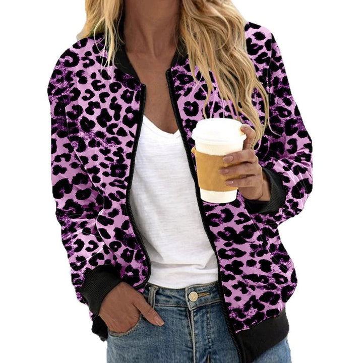 Damen sportliche Leopardenmuster Bomberjacke Drune