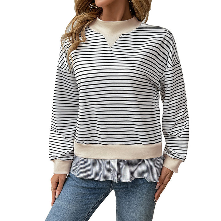 Damen Lässiger Langarm Pullover mit Rippdetails Drune