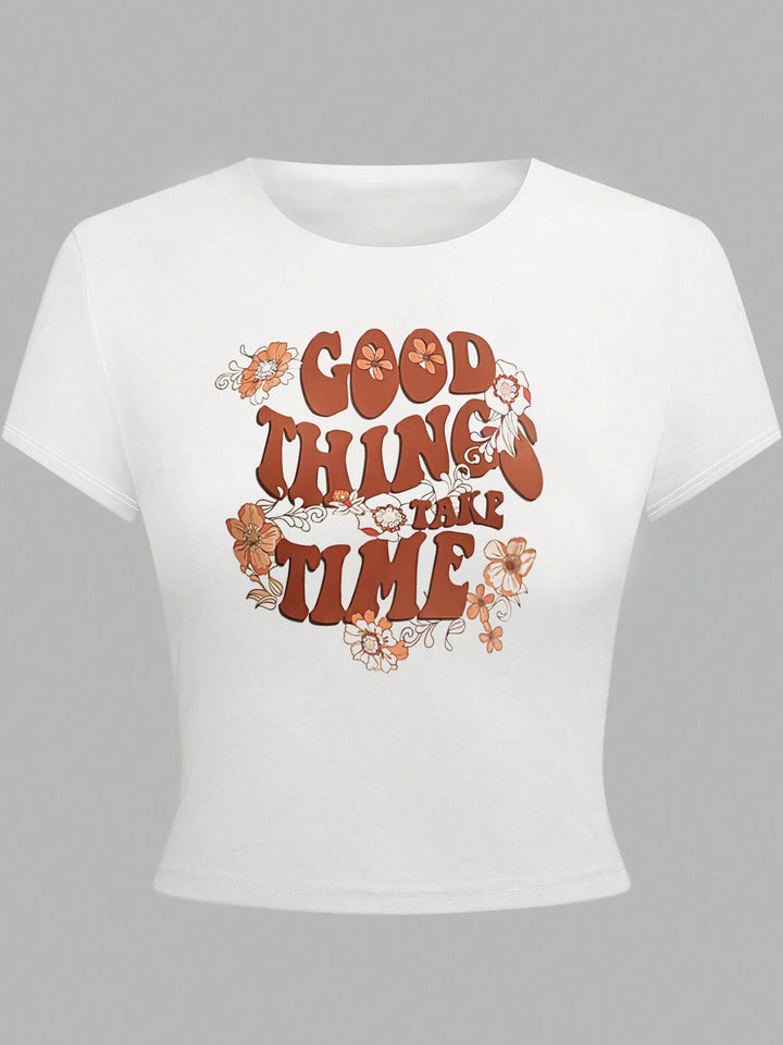 Damen Crop-Top mit auffälligem Schriftzug Drune