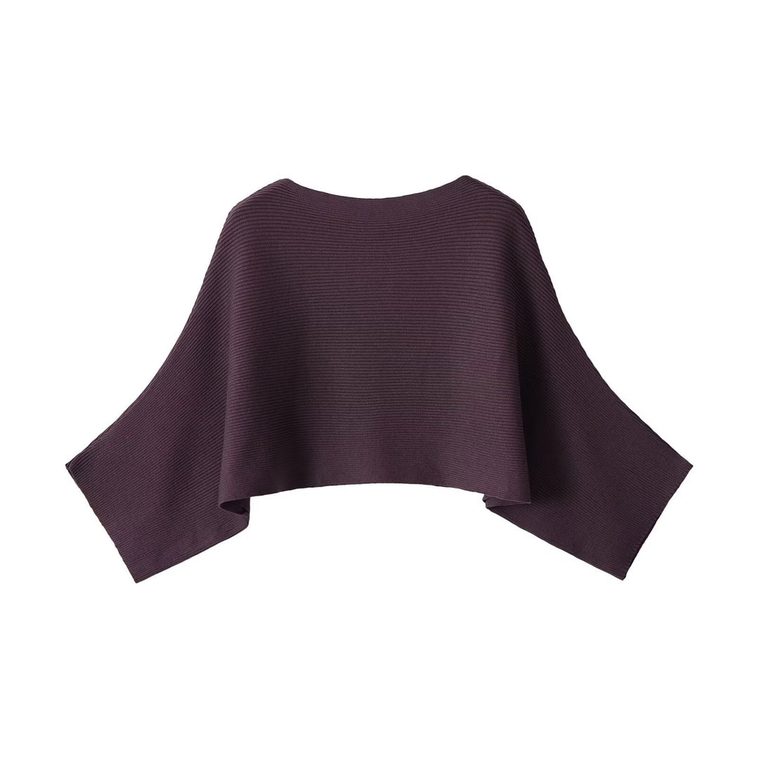 Damen Gerippter Kurz‑Poncho mit U‑Boot‑Ausschnitt und kastiger Silhouette Drune