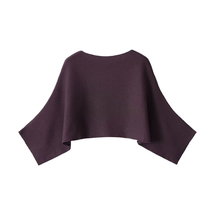 Damen Gerippter Kurz‑Poncho mit U‑Boot‑Ausschnitt und kastiger Silhouette Drune