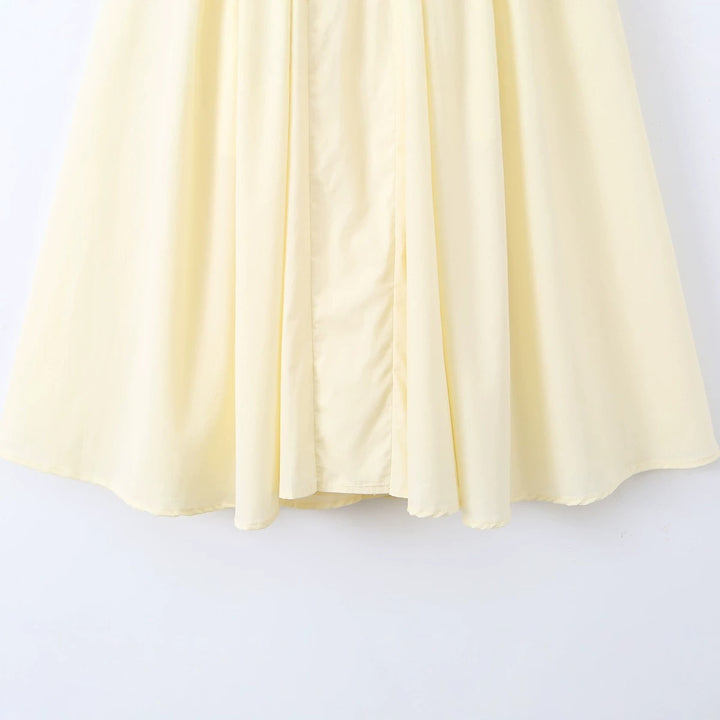 Damen Maxi-Kleid mit elegantem V-Ausschnitt und raffinierten Falten Drune