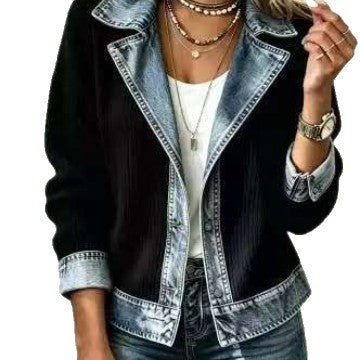 Damen Modischer Denim-Mix Blazer Drune