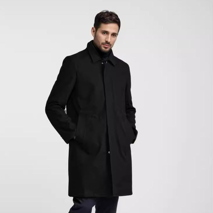 Herren eleganter Übergangsmantel mit praktischen Taschen und modernem Kragen Drune