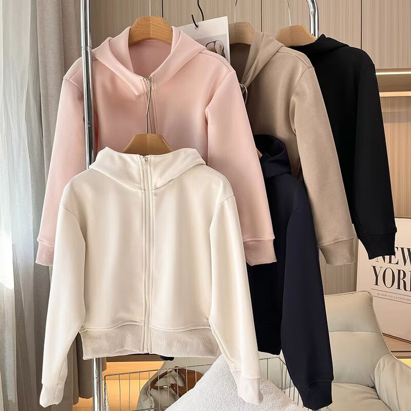Damen bequeme Kapuzenjacke mit innovativem Reißverschluss Drune
