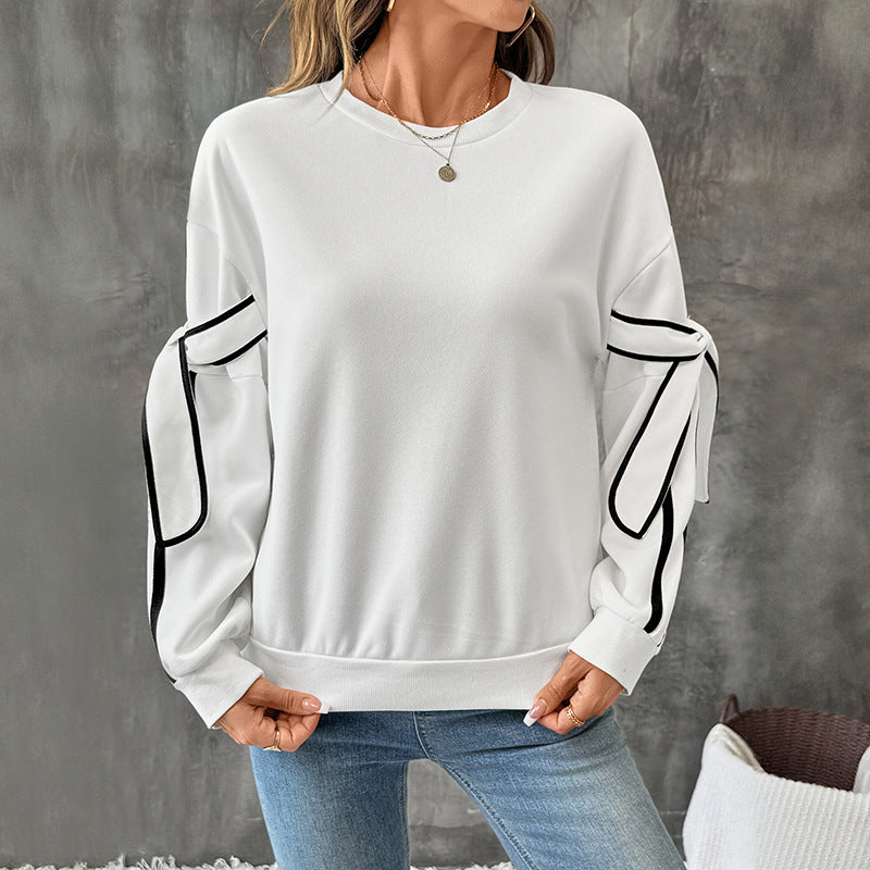 Damen Modischer Sweatshirt mit Schleifendetails Drune