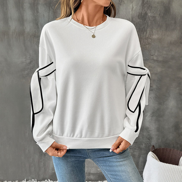 Damen Modischer Sweatshirt mit Schleifendetails Drune