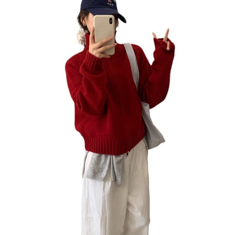 Damen Strickjacke mit hohen Kragen und praktischem Reißverschluss Drune