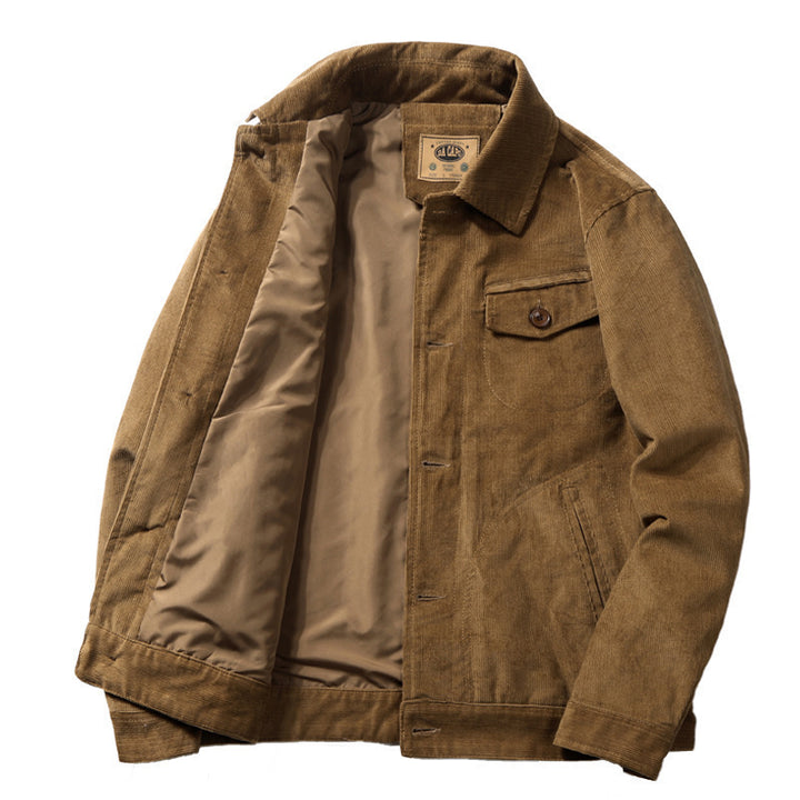 Herren Baumwoll-Cordjacke im Worker-Blouson mit leichtem Innenfutter Drune