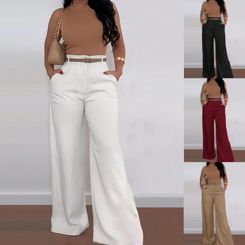 Damen Weitgeschnittene Elegante Anzughose mit Gürtel Drune