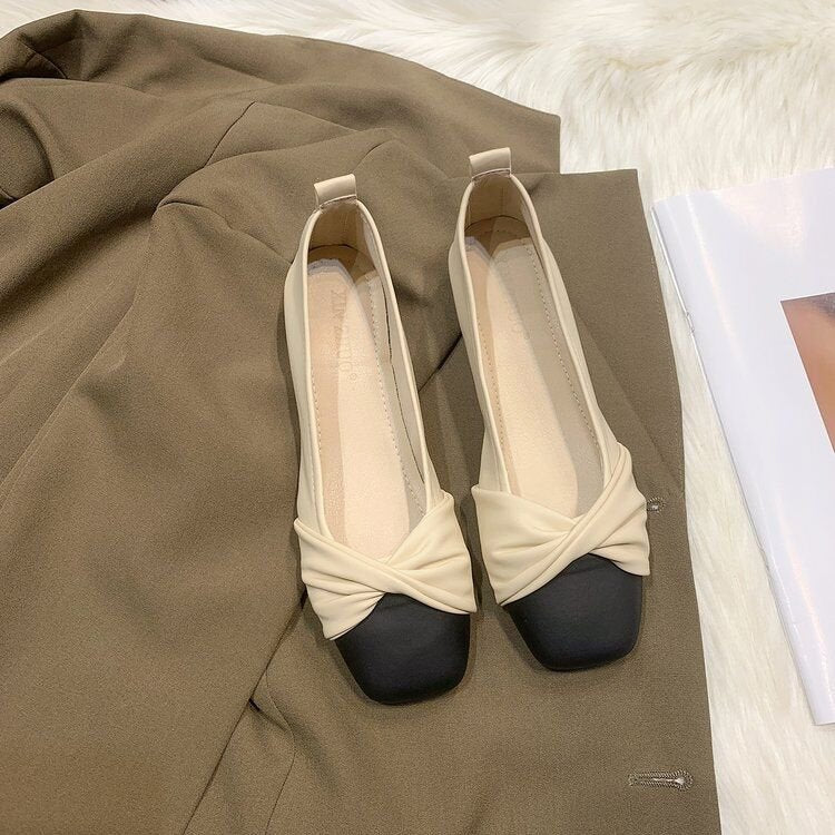 Damen Ballerinas mit modernem Knotendesign und kontrastierender Sohle Drune