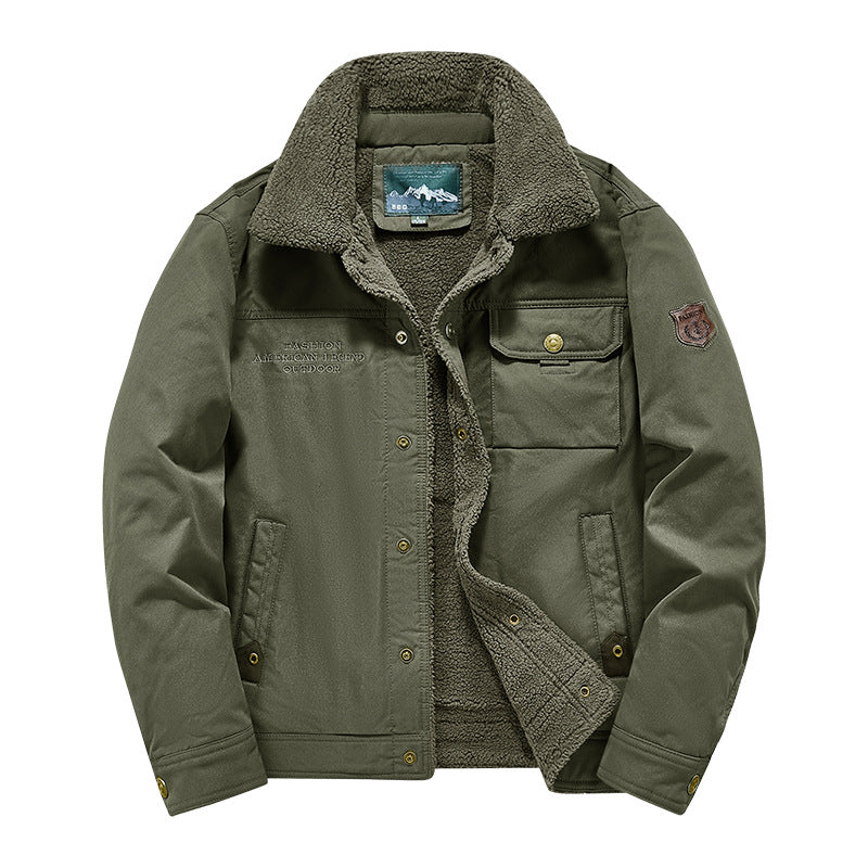 Herren  gesteppte Canvas-Arbeiterjacke mit Teddykragen, thermischer Innenlage und multiplen Taschen Drune