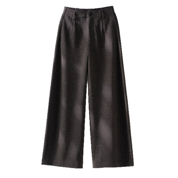 Damen Weitgeschnittene High‑Waist-Hose mit Bundfalten und fließender Wollmix-Qualität Drune
