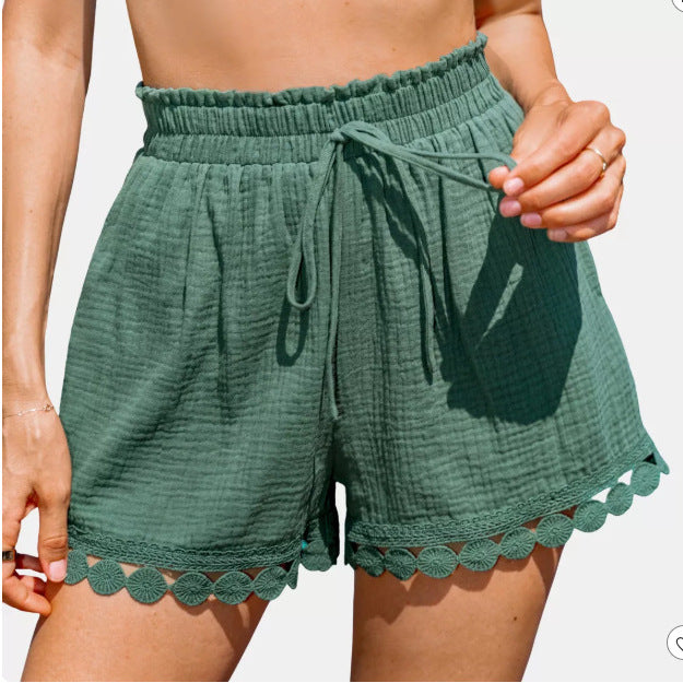 Damen Sommerliche Shorts mit Spitzenbesatz Drune