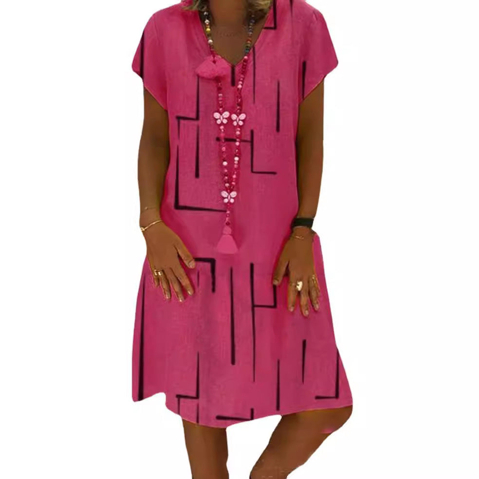 Damen Lässiges Sommerkleid mit modernem grafischem Design und schmeichelndem Schnitt Drune