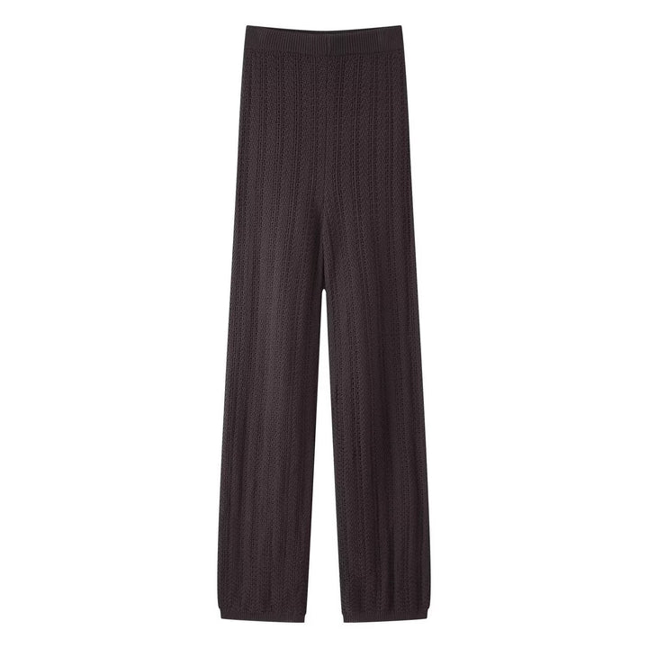 Damen nan weite Strickhose mit hohem Elastikbund, Strukturstrick und Palazzo-Schnitt Drune