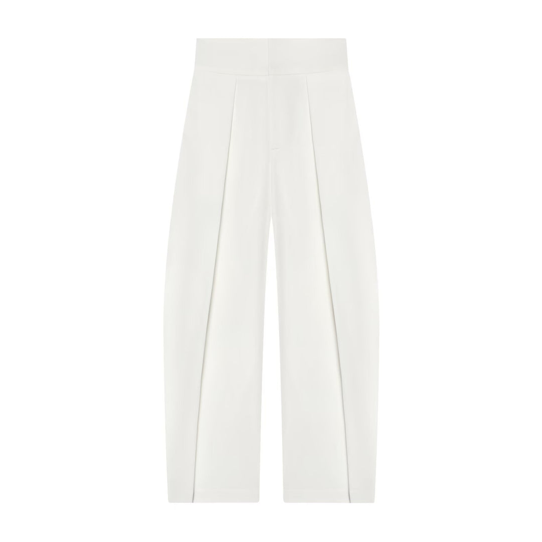 Damen Hochtaillierte Plissée-Hose mit weitem Bein und markanten Vorderfalten Drune