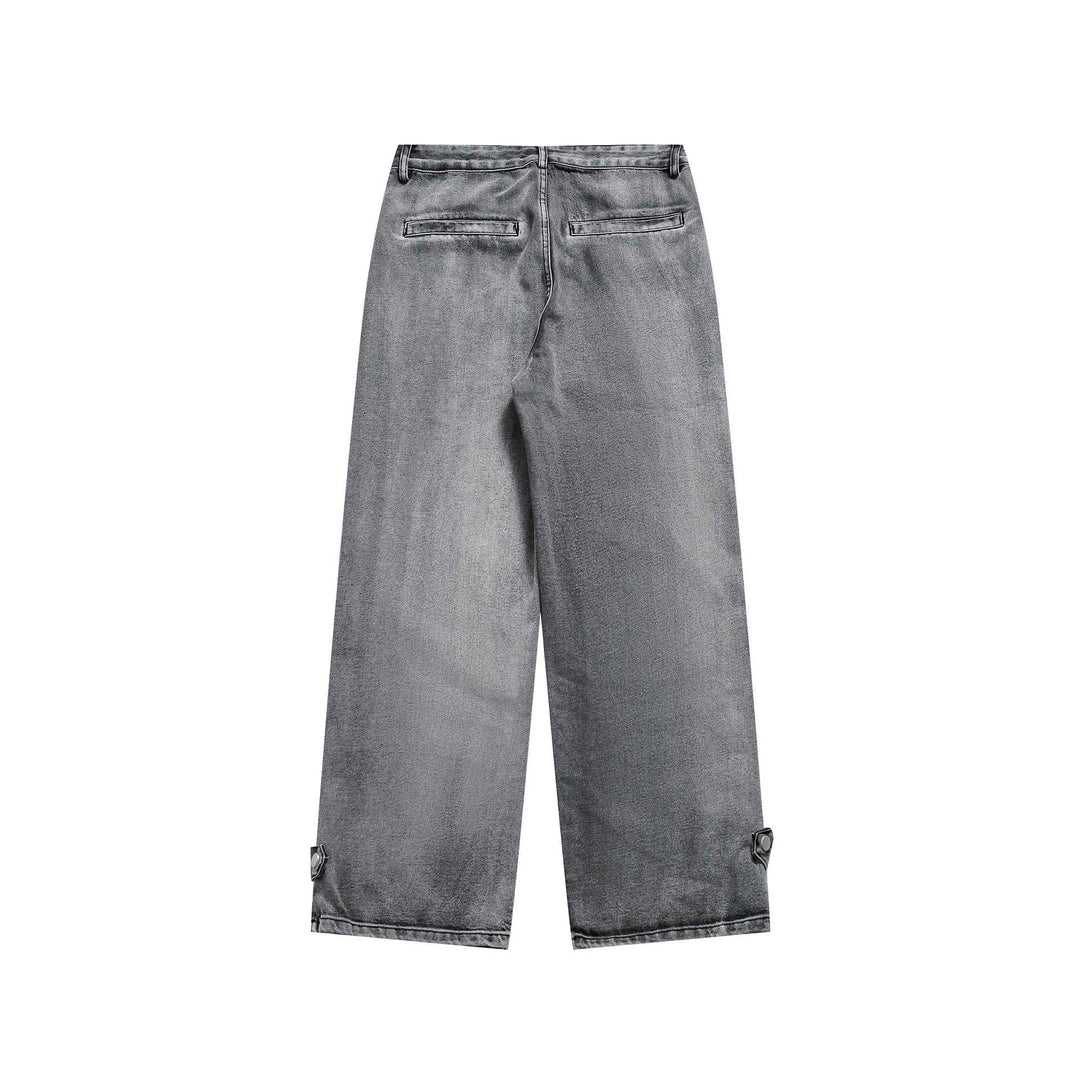 Damen Cropped Wide‑Leg Cargojeans mit Utility‑Taschen, Zierstickerei und verstellbaren Beinriegeln Drune