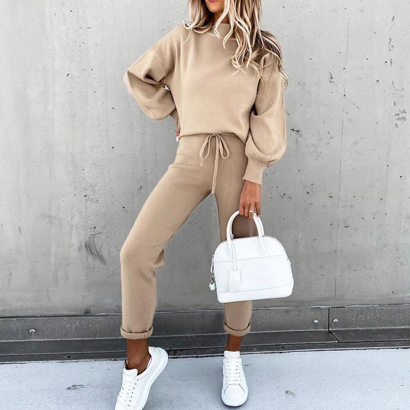 Damen Freizeitleggings mit hoch gezogenem Taillenbund und lässigem Sweater Drune