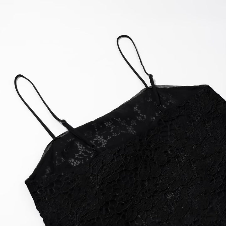 Damen-Spitzen-Camisole mit asymmetrischem Schnitt und dekorativen Trägern Drune
