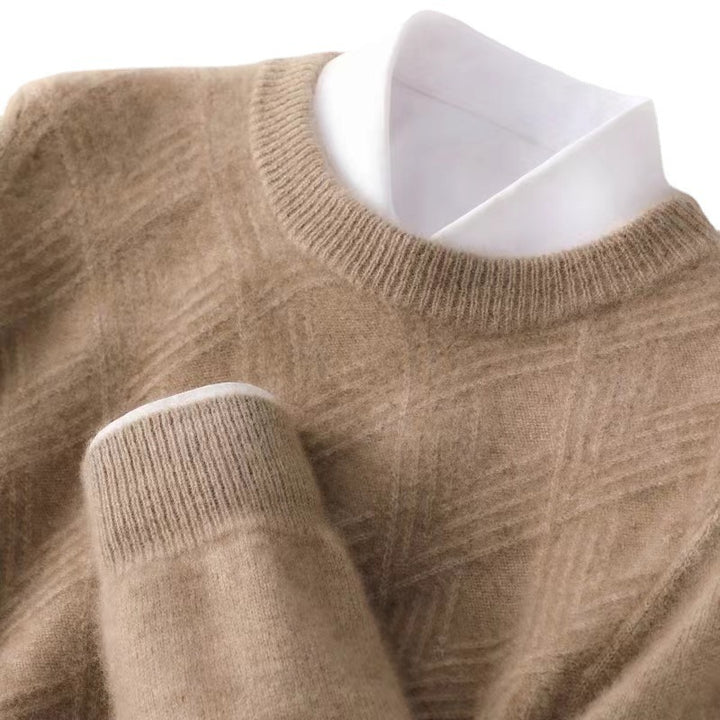 Herren Kurzrollkragenpullover aus Merino‑Mix mit diagonaler Rautenstruktur Drune