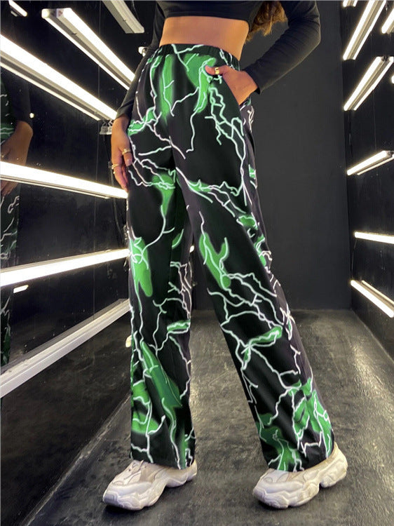 Damen stylische weite Hosen mit einzigartigem Blitzeffekt Drune