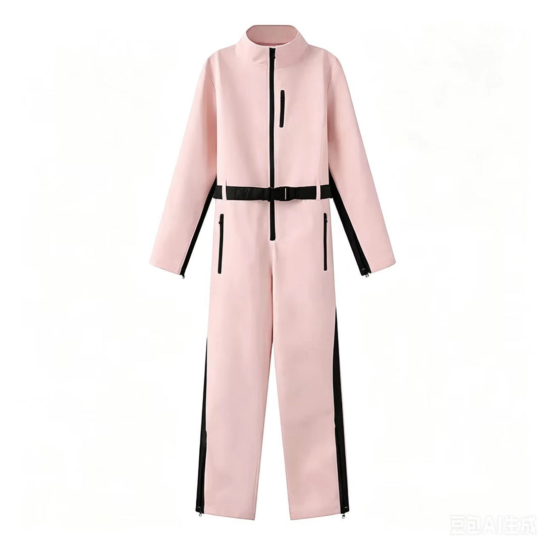 Damen Funktionaler Utility-Overall mit Reißverschlüssen und Taillengürtel Drune