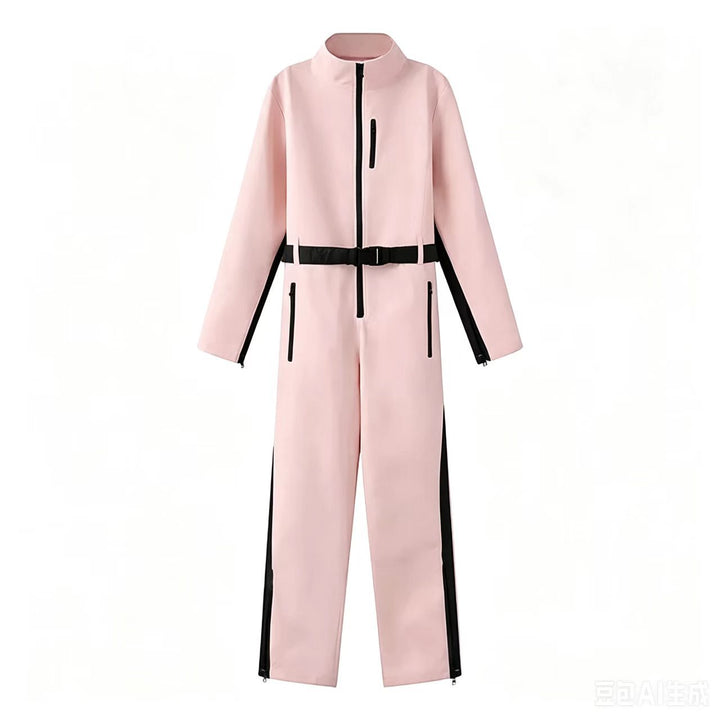 Damen Funktionaler Utility-Overall mit Reißverschlüssen und Taillengürtel Drune