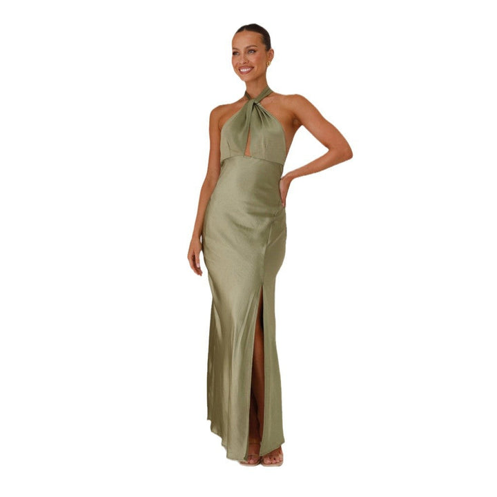 Damen Langkleid mit elegantem Wickeldesign und schickem Schlitz Drune