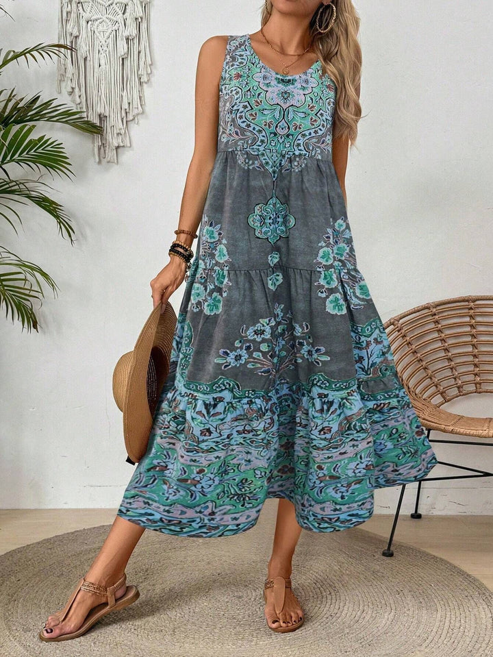 Damen Maxikleid mit floralen Mustern Drune
